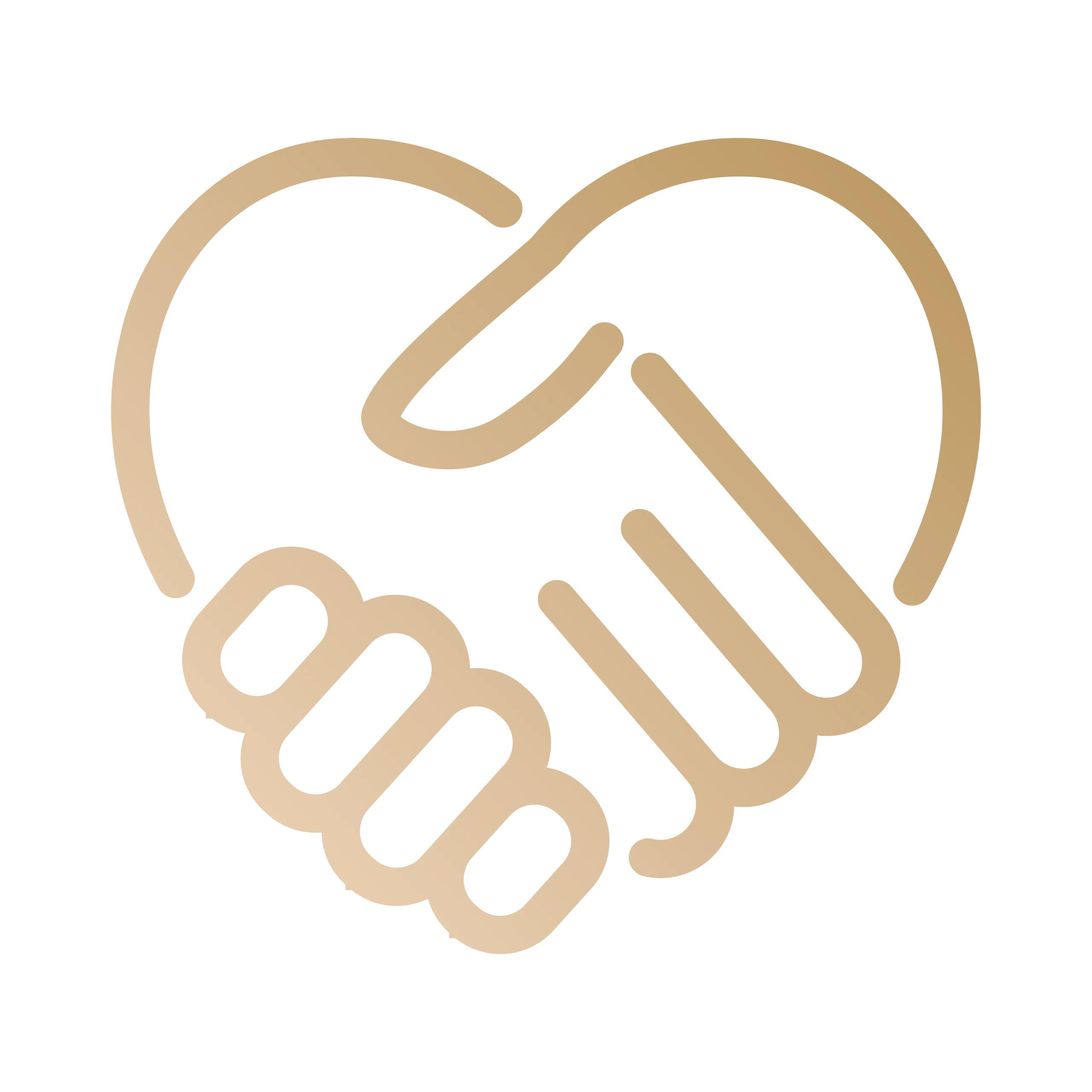 Icon of two hands in a handshake, forming a heart shape.
