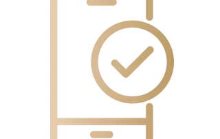 Icon of a smartphone with a checkmark icon overlaid.
